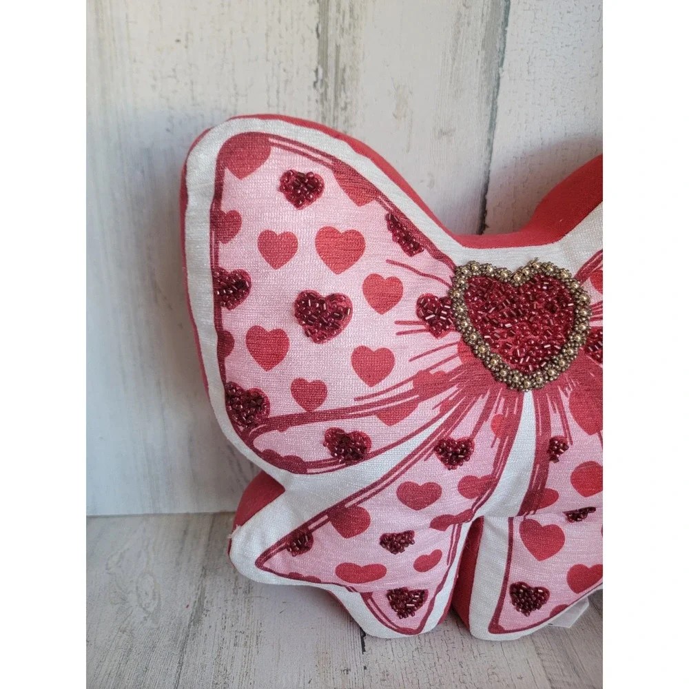 Love cupcakes beaded red bow pillow plush Valentine‎ home decor